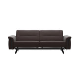 Stressless Stella Wood 2.5-Seater Sofa in Paloma Chocolate, front view, Black wood