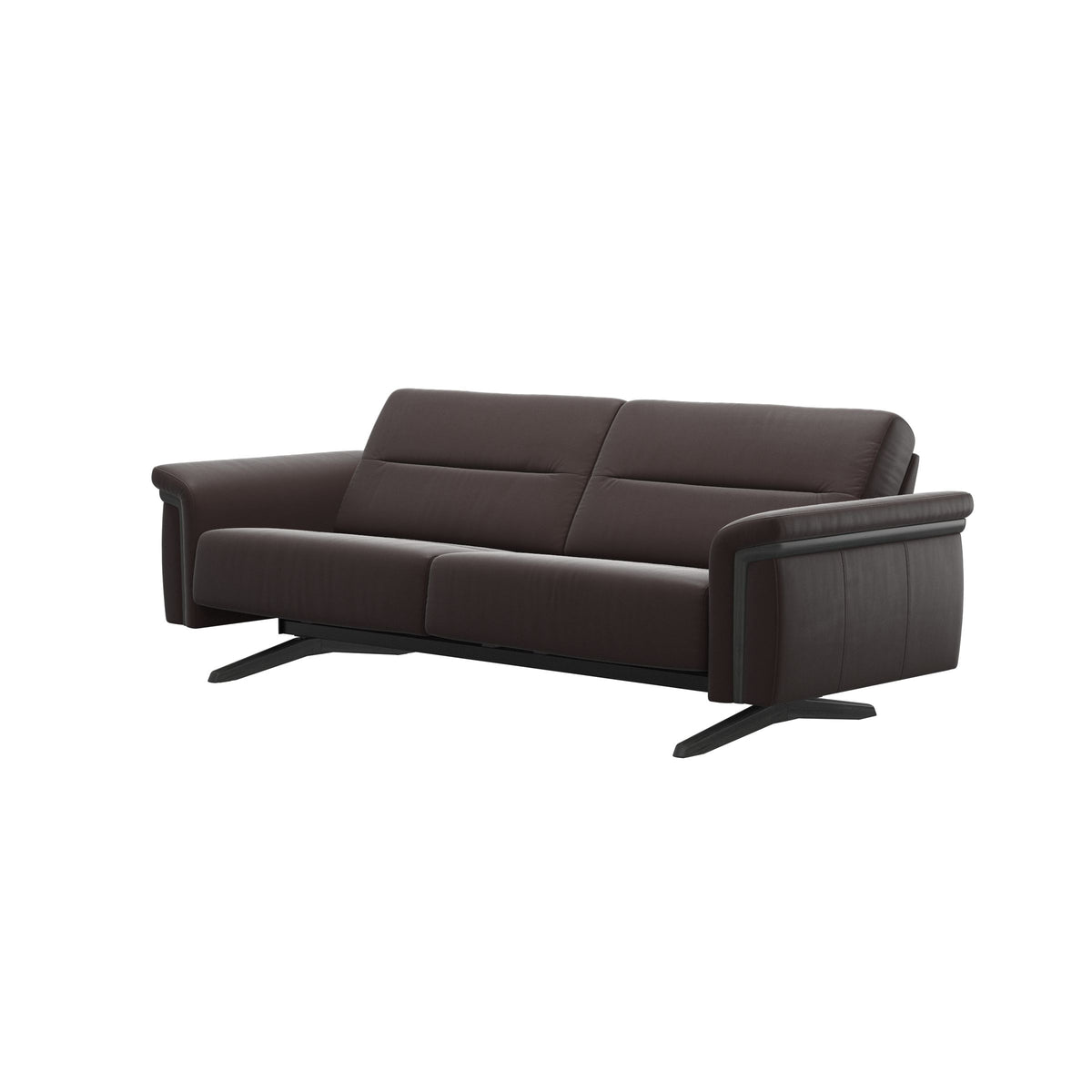 Stressless Stella Wood 2.5-Seater Sofa in Paloma Chocolate, Grey, side view