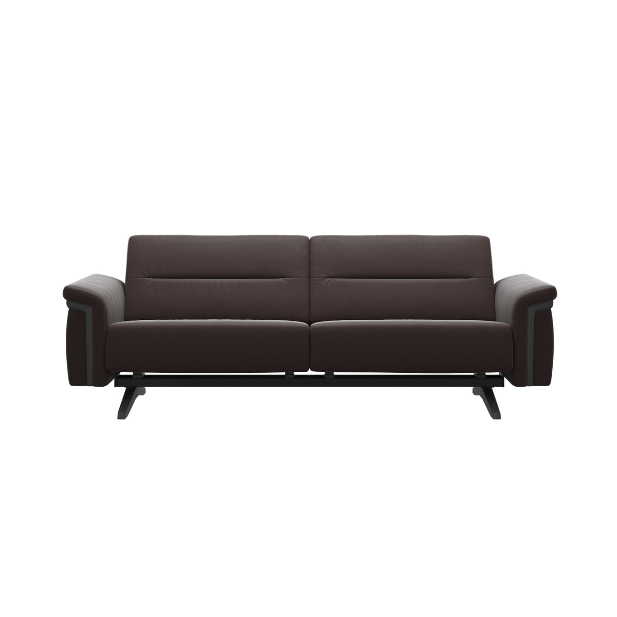 Stressless Stella Wood 2.5-Seater Sofa in Paloma Chocolate, Grey, front view