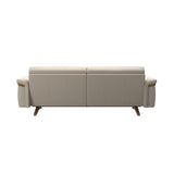 Stressless Stella Wood 2.5-Seater Sofa in Paloma Fog, rear three-quarter view, Teak wood