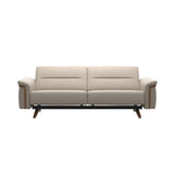 Stressless Stella Wood 2.5-Seater Sofa in Paloma Fog, front view, Teak wood