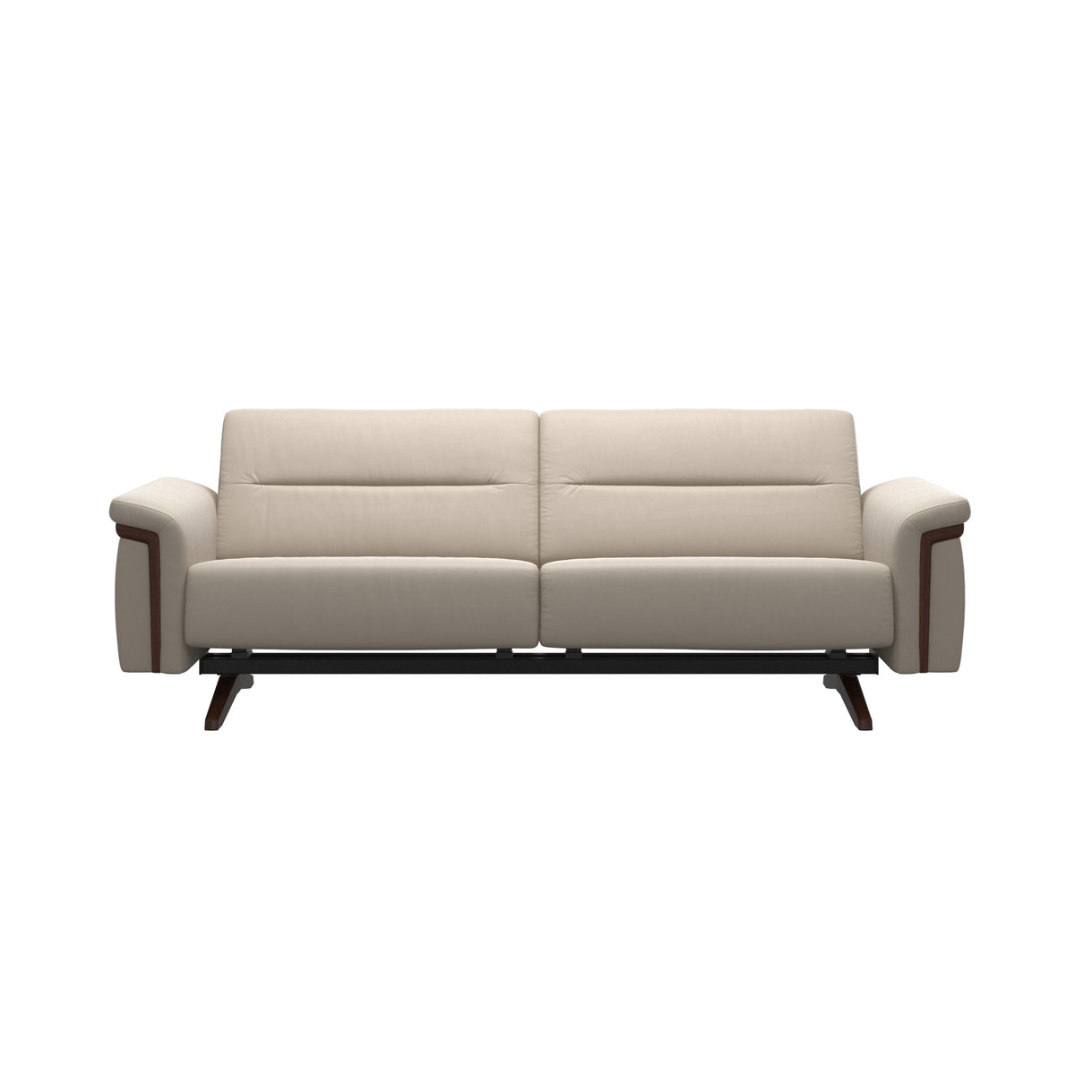 Stressless Stella Wood 2.5-Seater Sofa in Paloma Fog, Brown, front view