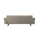 Stressless Stella Wood 2.5-Seater Sofa in Paloma Fog, rear three-quarter view, Black wood