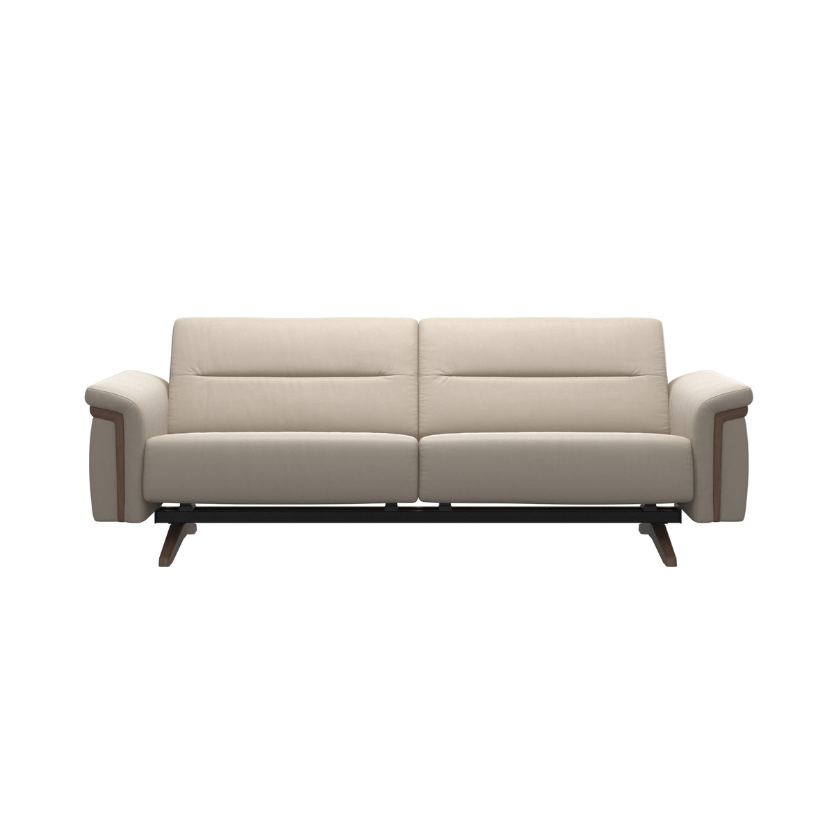 Stressless Stella Wood 2.5-Seater Sofa in Paloma Fog, Walnut, front view