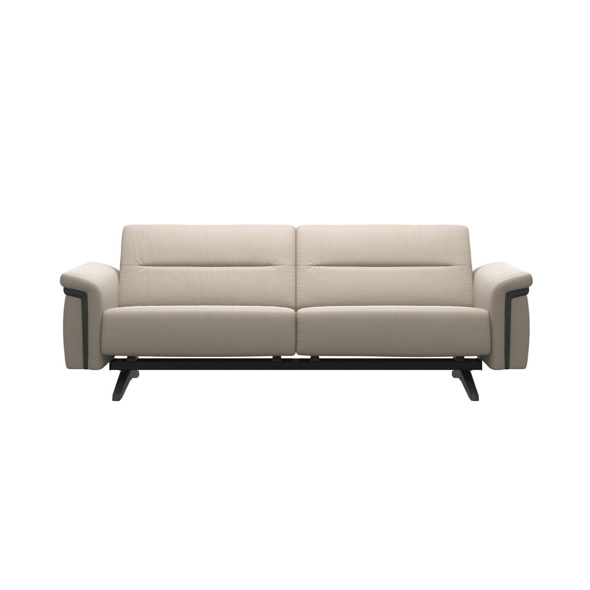 Stressless Stella Wood 2.5-Seater Sofa in Paloma Fog, Grey, front view