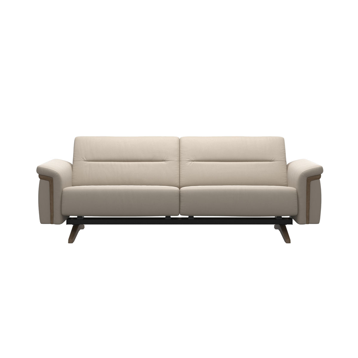 Stressless Stella Wood 2.5-Seater Sofa in Paloma Fog, Smoked Oak, front view