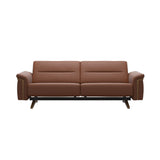 Stressless Stella Wood 2.5-Seater Sofa in Paloma New Cognac, front view, Teak wood