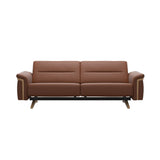 Stressless Stella Wood 2.5-Seater Sofa in Paloma New Cognac, front view, Oak wood