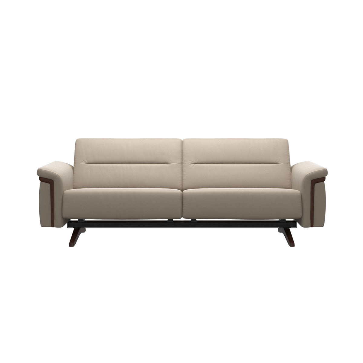 Stressless Stella Wood 2.5-Seater Sofa in Paloma Mushroom, Brown, front view