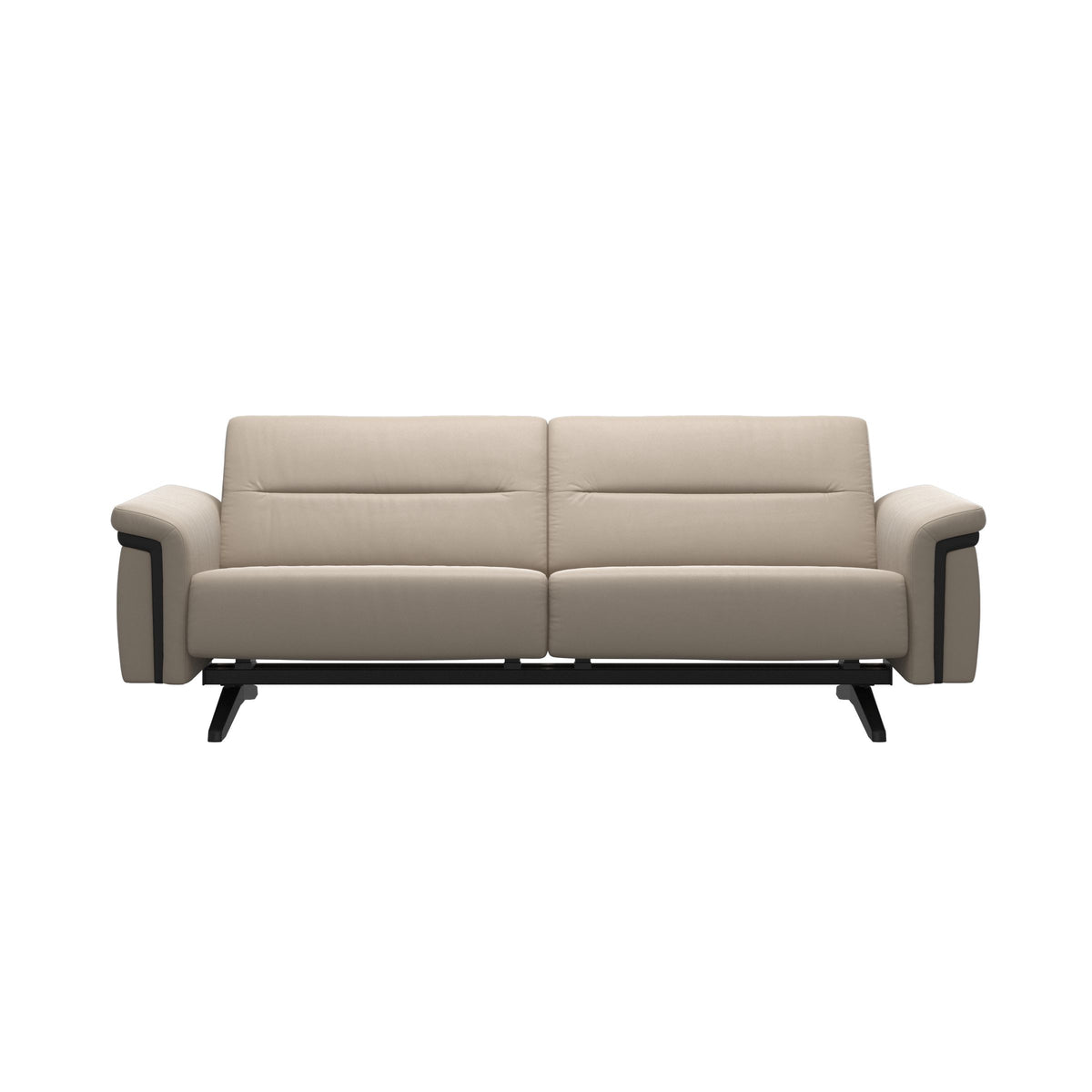 Stressless Stella Wood 2.5-Seater Sofa in Paloma Mushroom, front view, Black wood