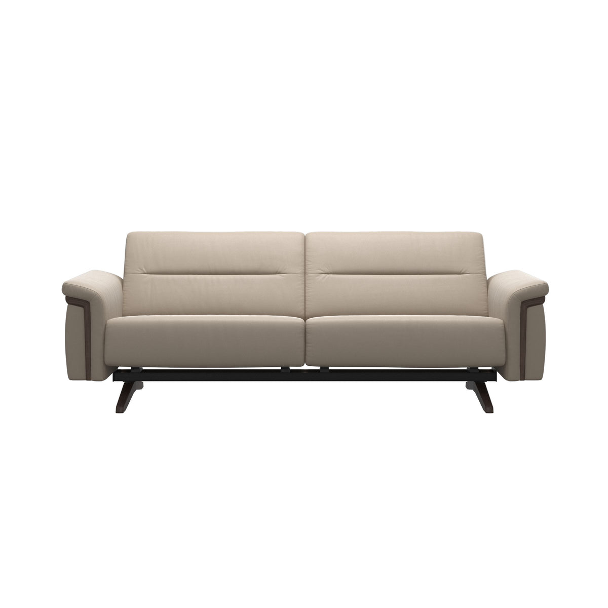Stressless Stella Wood 2.5-Seater Sofa in Paloma Mushroom, Wenge, front view