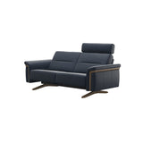 Stella Wood - 2-Seater Sofa with Headrest - Paloma Oxford Blue - Smoked Oak