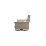 Stressless Stella Wood 2-Seater Sofa with Headrest in Paloma Fog, back view, Oak wood