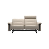 Stressless Stella Wood 2-Seater Sofa with Headrest in Paloma Fog, front view, Black wood