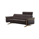 Stressless Stella Wood 2.5-Seater Sofa with Headrest in Paloma Chocolate, side view, Oak wood