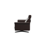 Stressless Stella Wood 2.5-Seater Sofa with Headrest in Paloma Chocolate, back view, Black wood