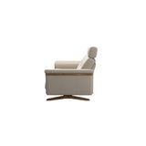 Stressless Stella Wood 2.5-Seater Sofa with Headrest in Paloma Fog, back view, Teak wood