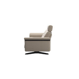 Stressless Stella Wood 2.5-Seater Sofa with Headrest in Paloma Mushroom, back view, Black wood