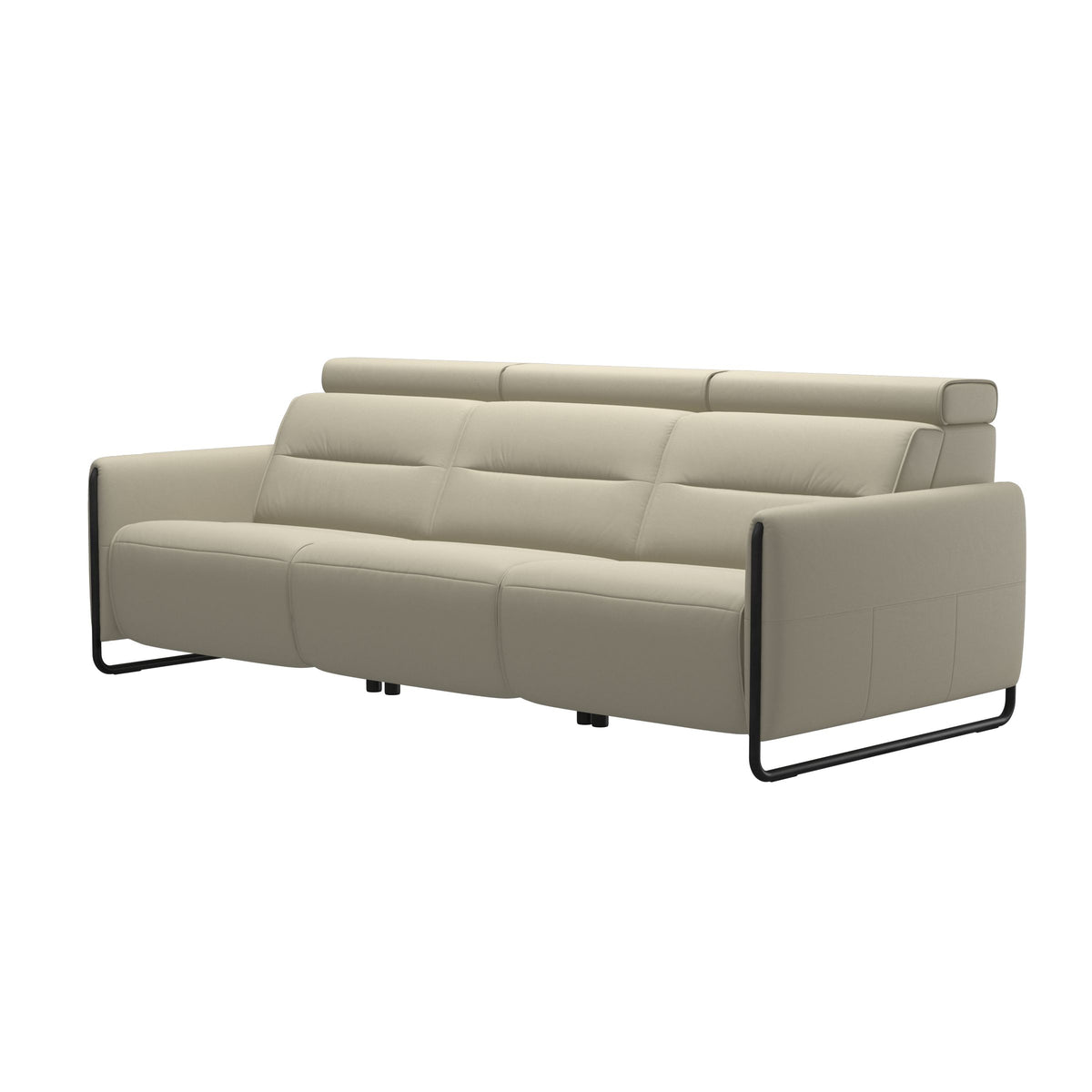 Emily Steel - 3-Seater Sofa - Paloma Light Grey - Matte Black