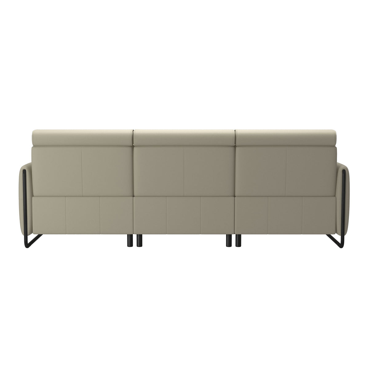 Emily Steel - 3-Seater Sofa - Paloma Light Grey - Matte Black