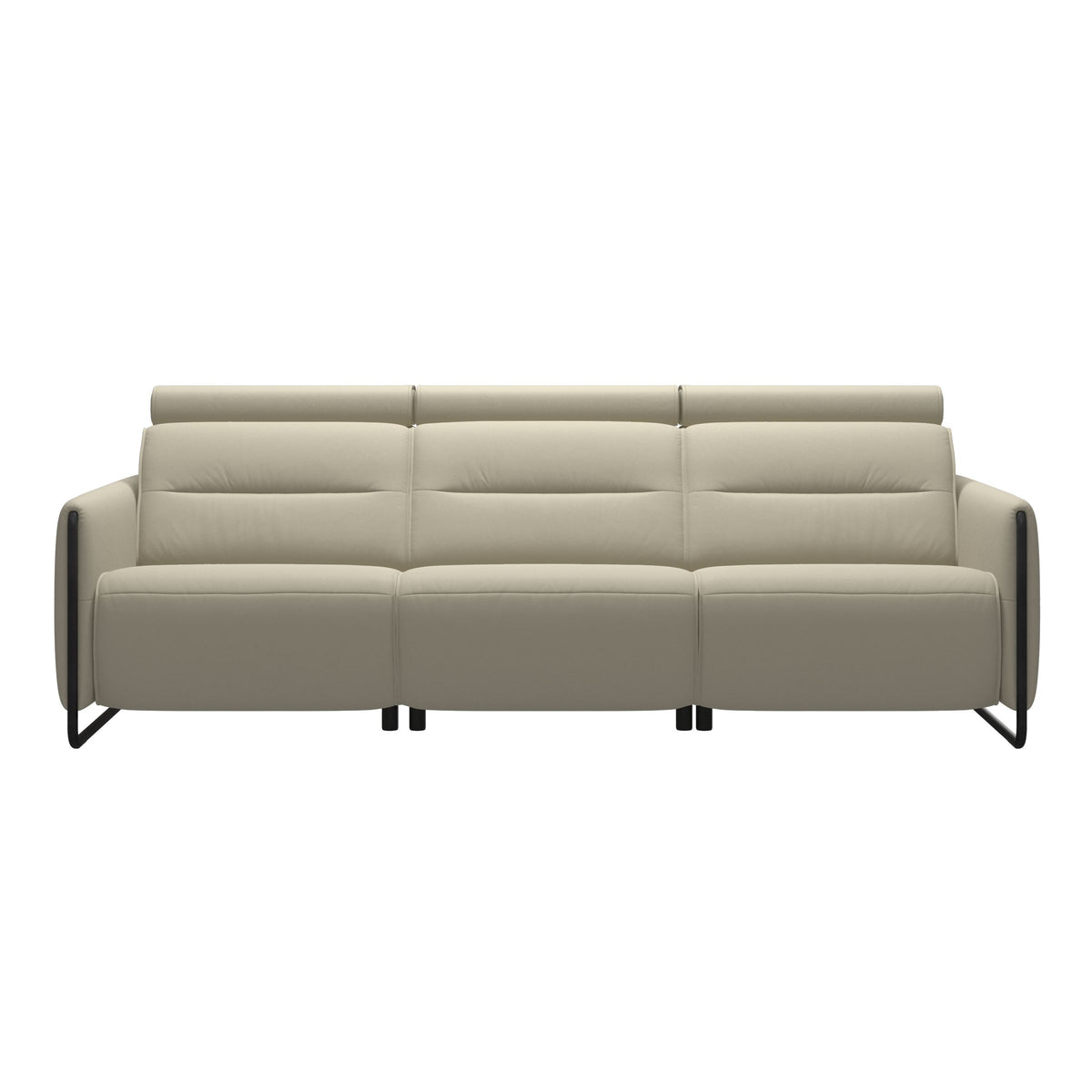 Emily Steel - 3-Seater Sofa - Paloma Light Grey - Matte Black