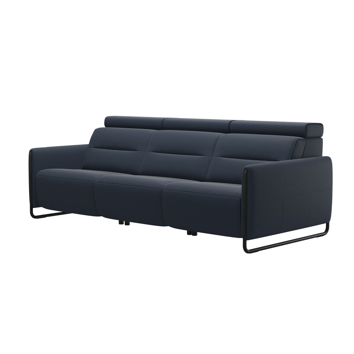 Emily Steel - 3-Seater Sofa - Paloma Oxford Blue - Matte Black