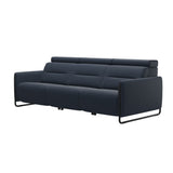 Emily Steel - 3-Seater Sofa - Paloma Oxford Blue - Matte Black
