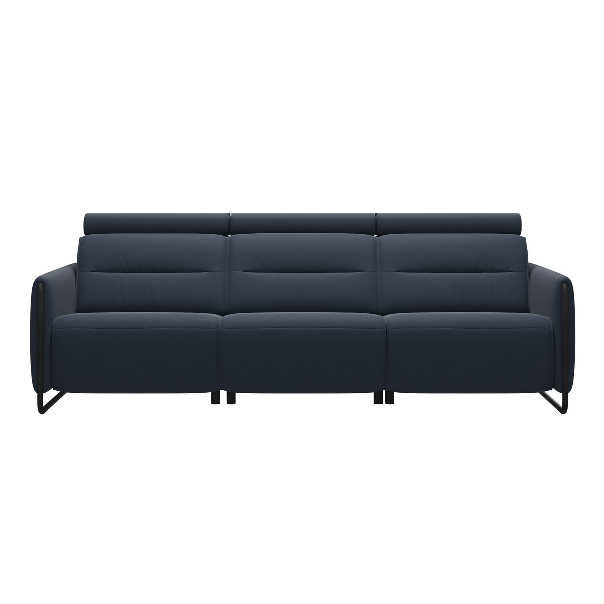 Emily Steel - 3-Seater Sofa - Paloma Oxford Blue - Matte Black