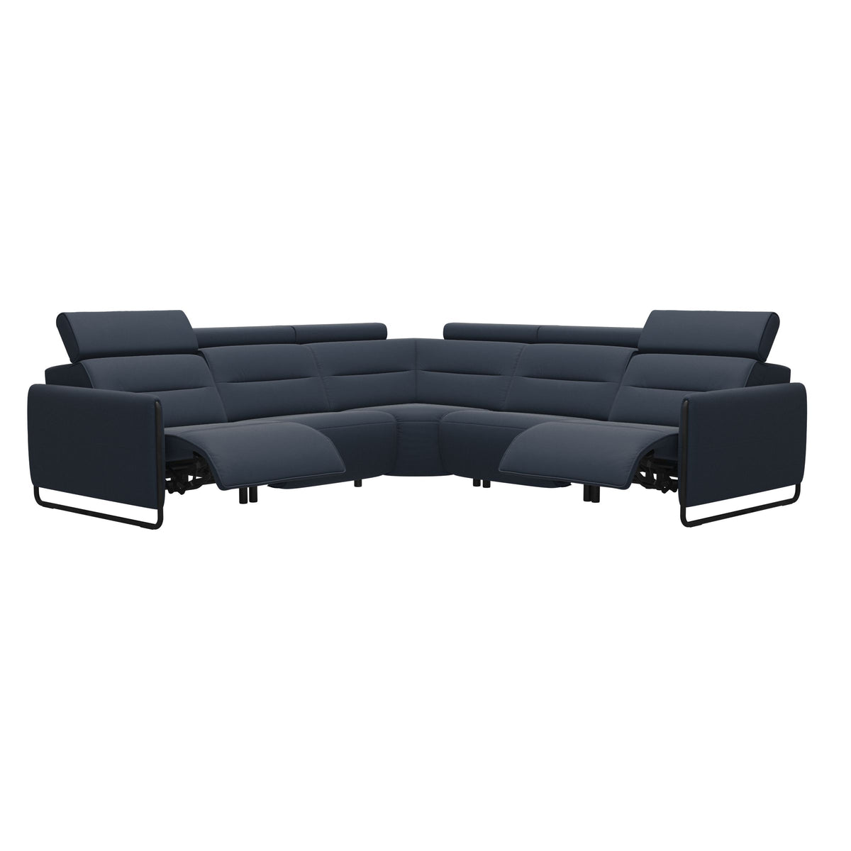 Emily Steel - C22 Corner Sofa - Paloma Oxford Blue - Matte Black