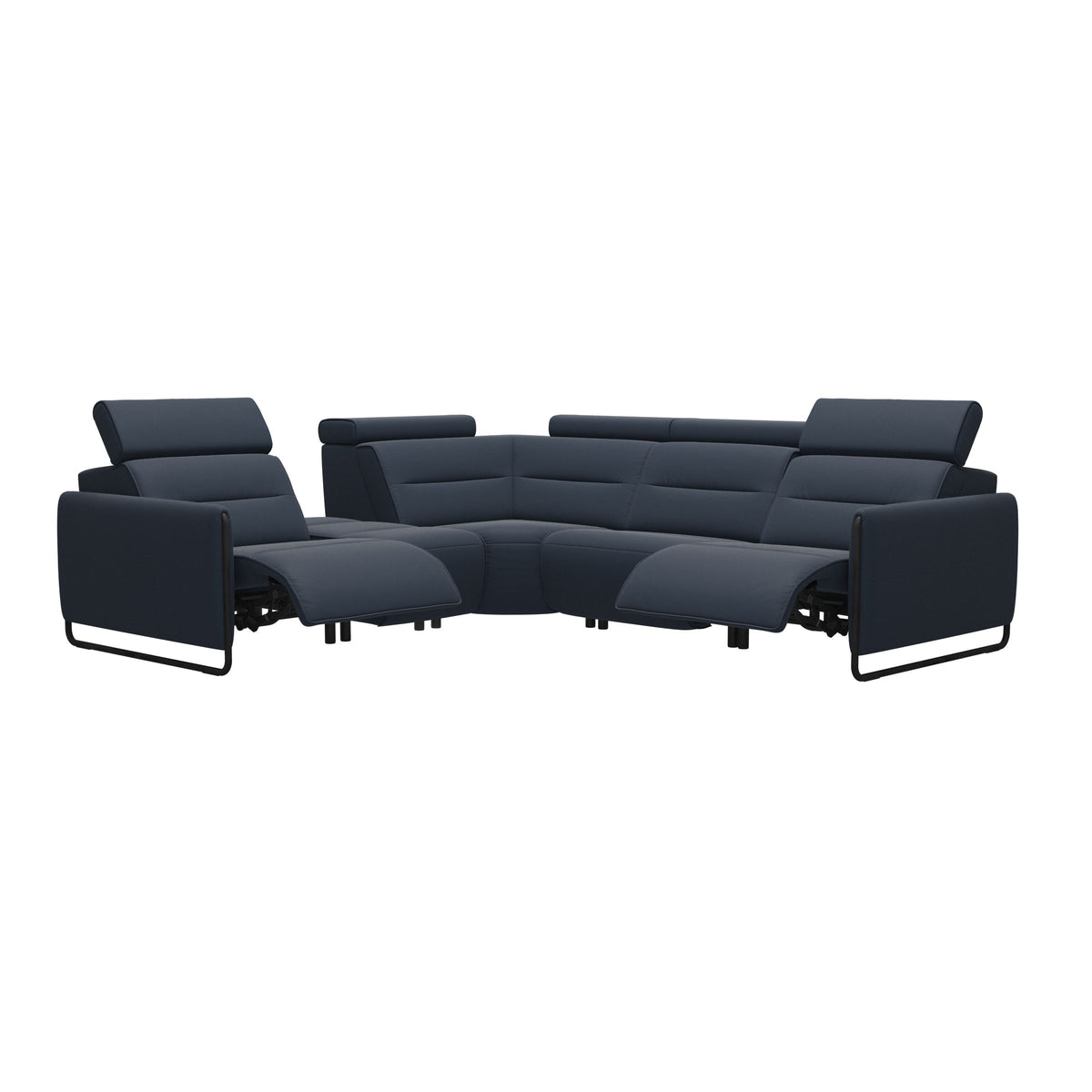 Emily Steel - C12 Corner Sofa - Paloma Oxford Blue - Matte Black