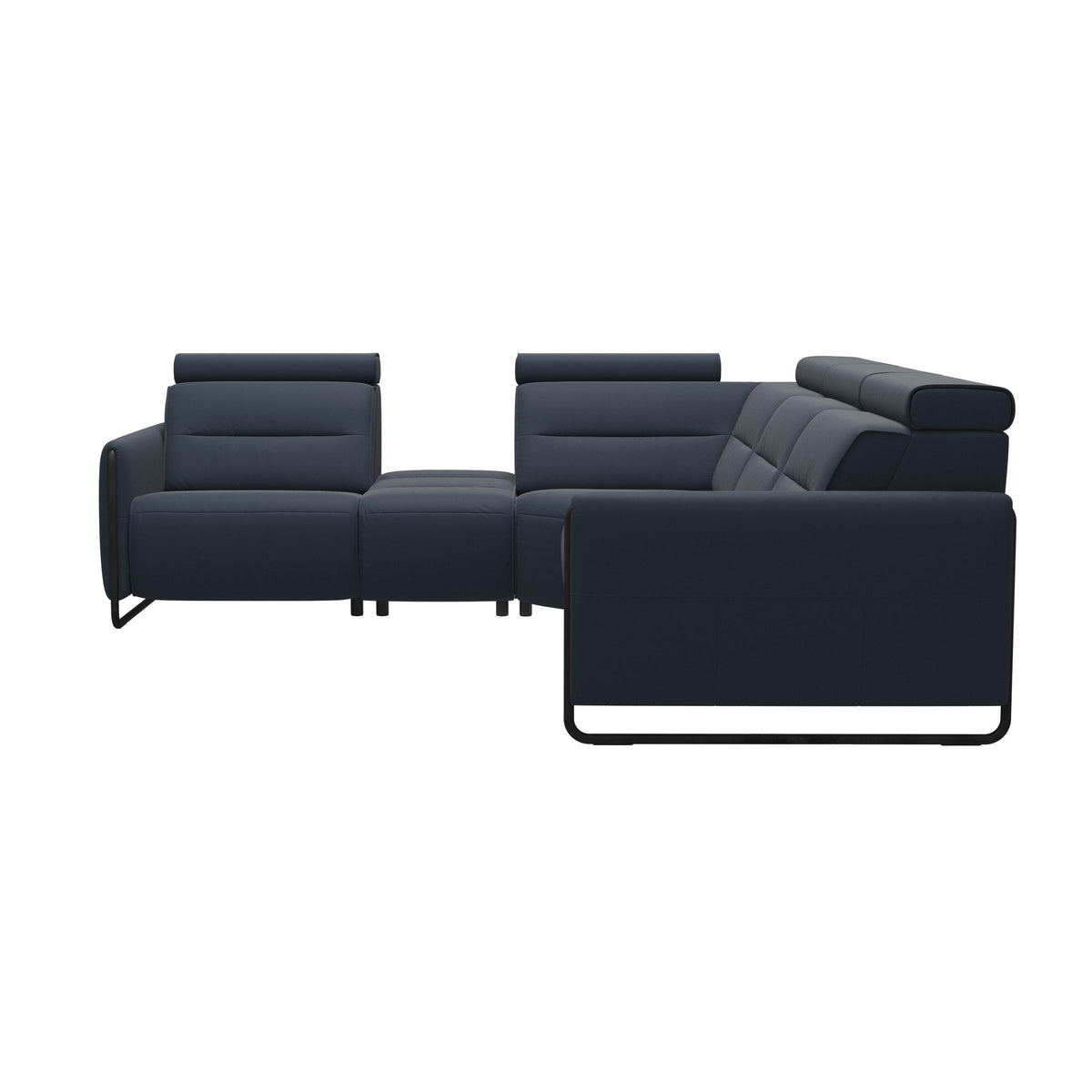 Emily Steel - C12 Corner Sofa - Paloma Oxford Blue - Matte Black