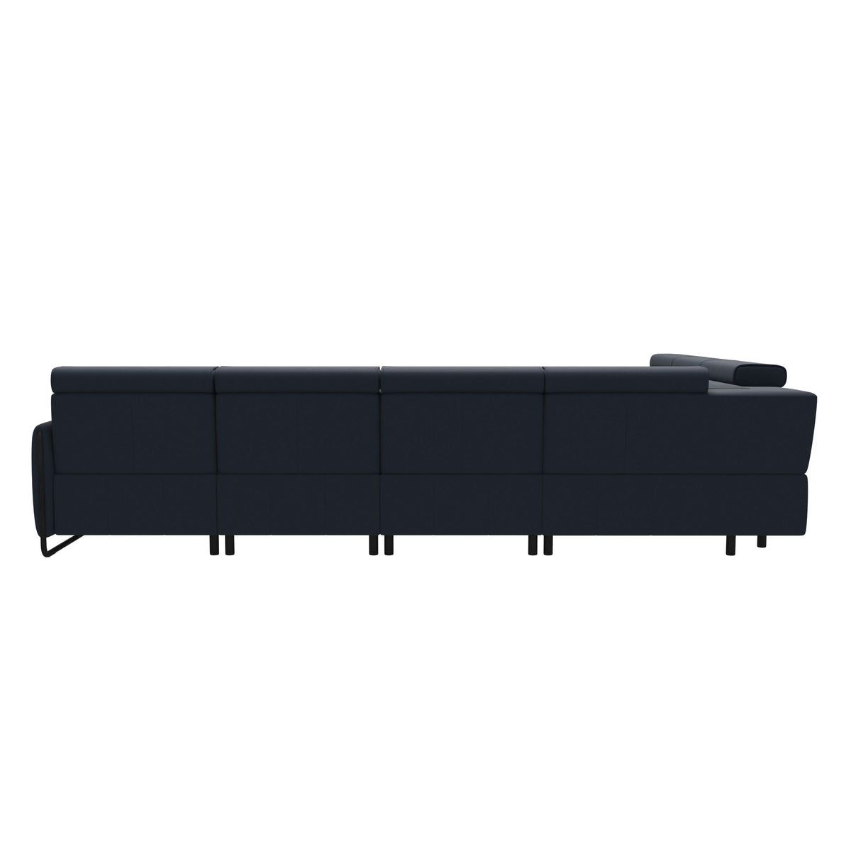 Emily Steel - C22 Corner Sofa with Long Seat - Paloma Oxford Blue - Matte Black