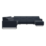 Emily Steel - C22 Corner Sofa with Long Seat - Paloma Oxford Blue - Matte Black