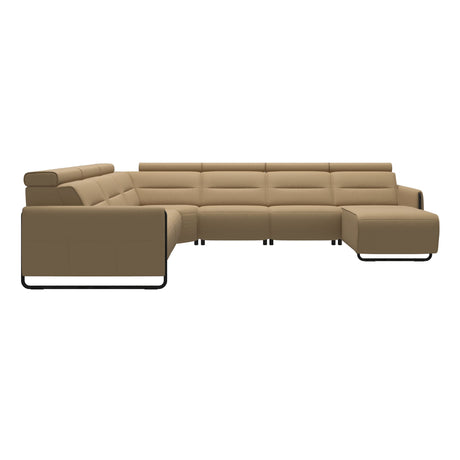 Emily Steel - C22 Corner Sofa with Long Seat - Paloma Sand - Matte Black