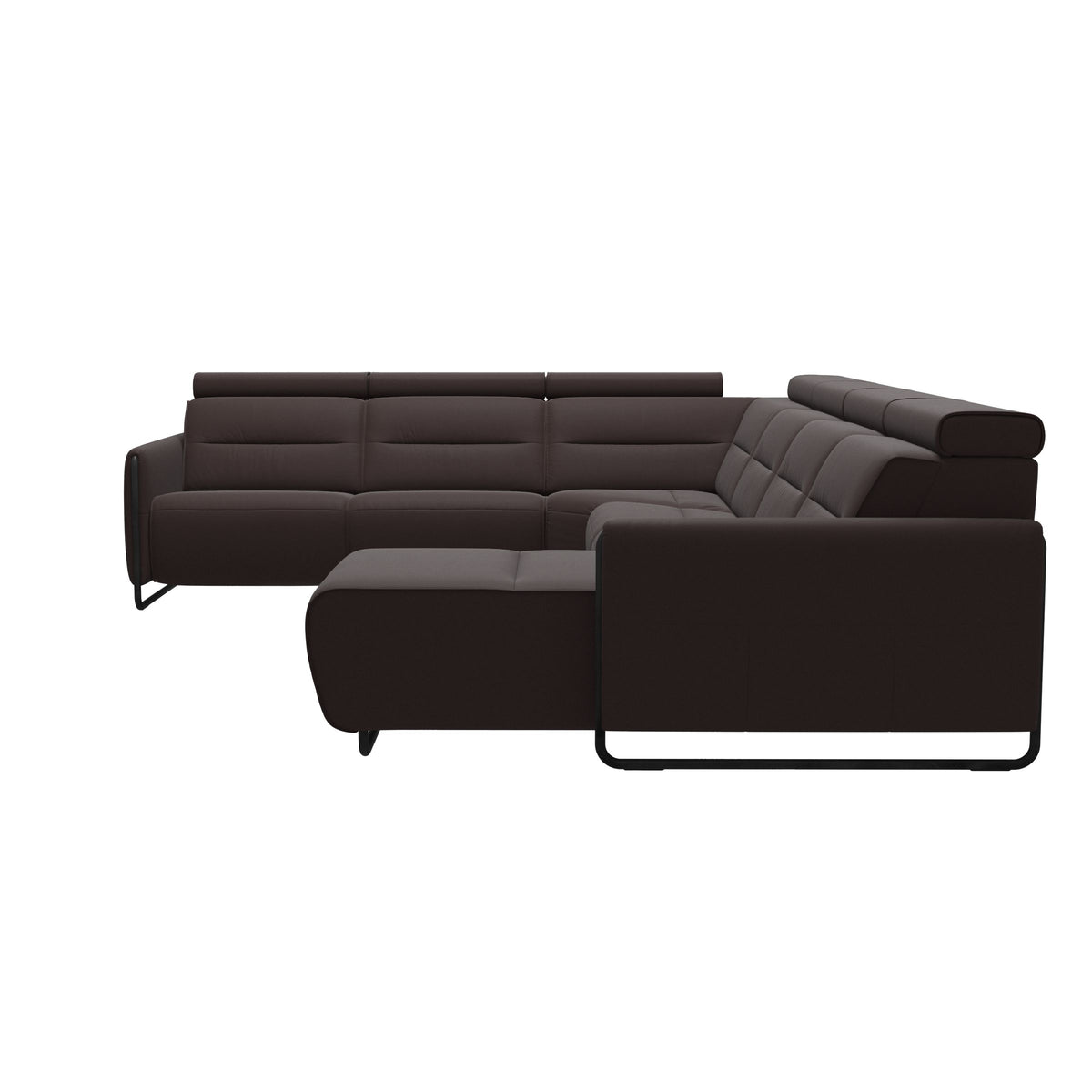 Emily Steel - C22 Corner Sofa with Long Seat - Paloma Chocolate - Matte Black