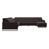 Emily Steel - C22 Corner Sofa with Long Seat - Paloma Chocolate - Matte Black