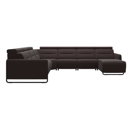 Emily Steel - C22 Corner Sofa with Long Seat - Paloma Chocolate - Matte Black