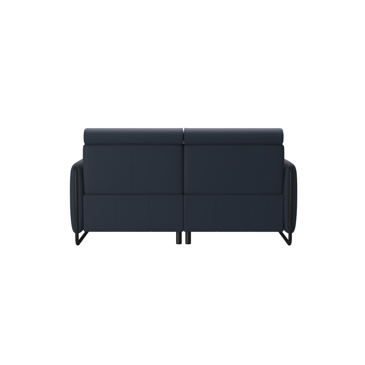Emily Steel - 2-Seater Sofa - Paloma Oxford Blue - Matte Black