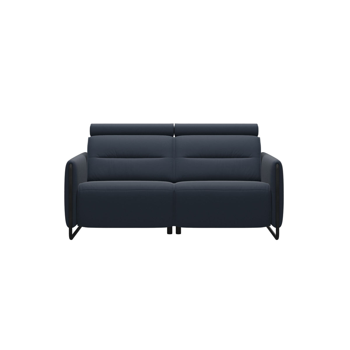 Emily Steel - 2-Seater Sofa - Paloma Oxford Blue - Matte Black