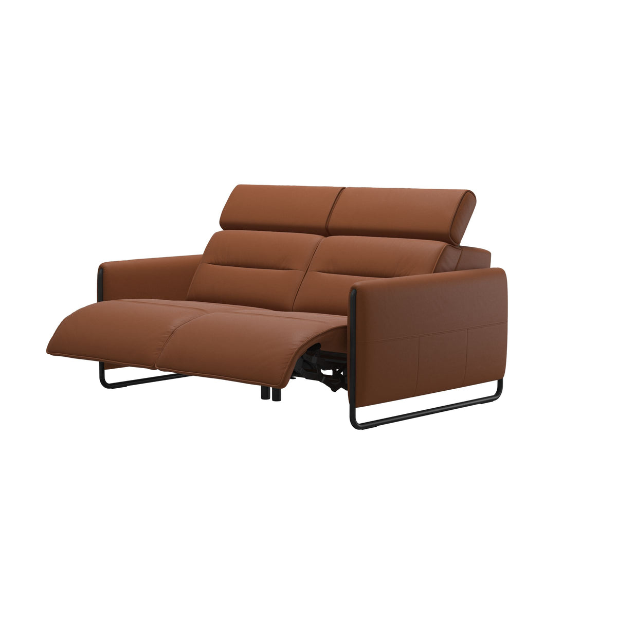 Emily Steel - 2-Seater Sofa - Paloma New cognac - Matte Black