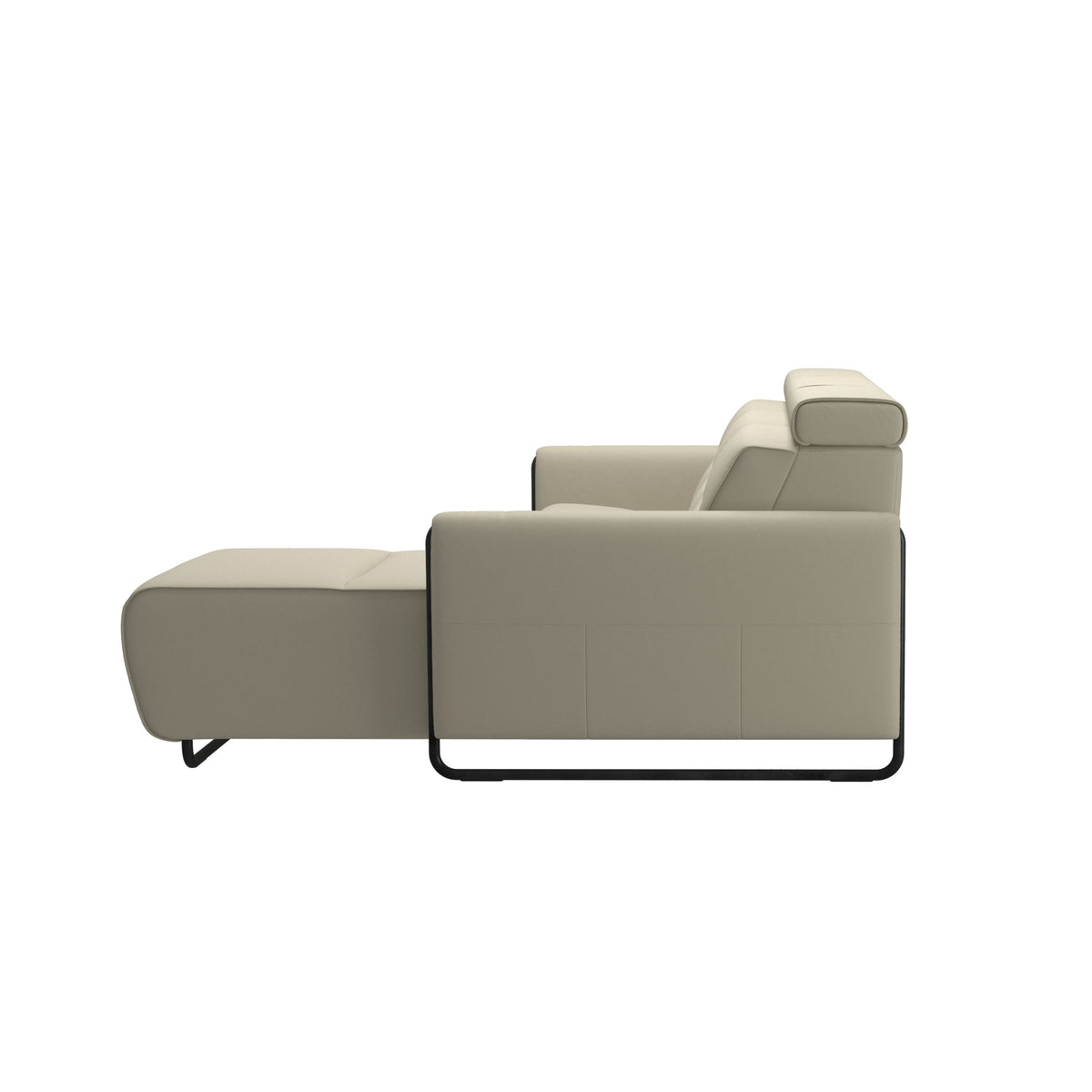 Emily Steel - 2-Seater Sofa with Long Seat - Paloma Light Grey - Matte Black