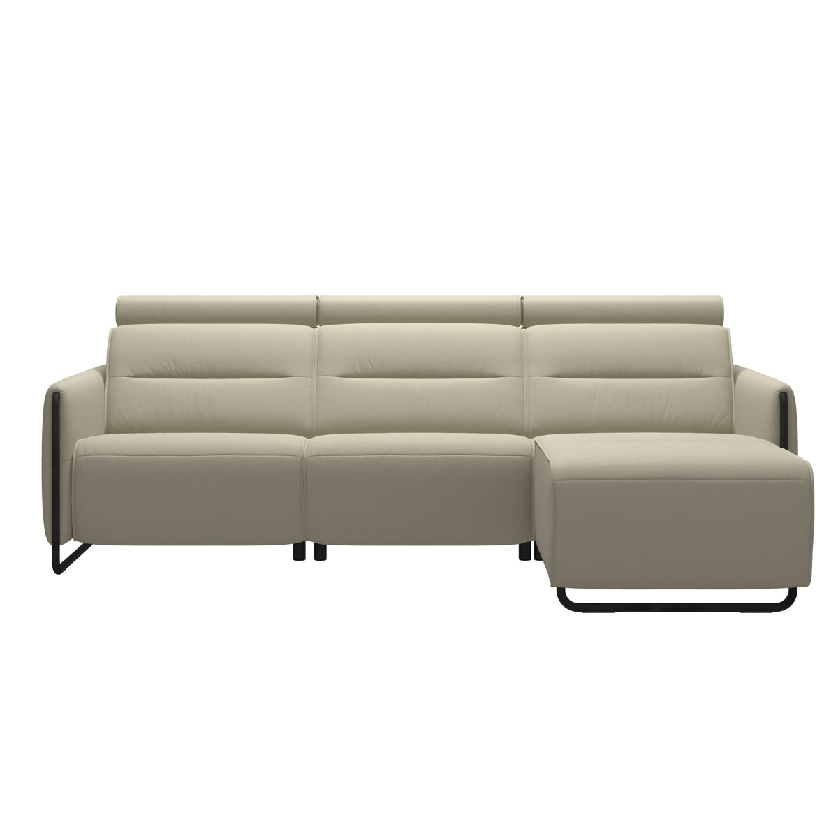 Emily Steel - 2-Seater Sofa with Long Seat - Paloma Light Grey - Matte Black