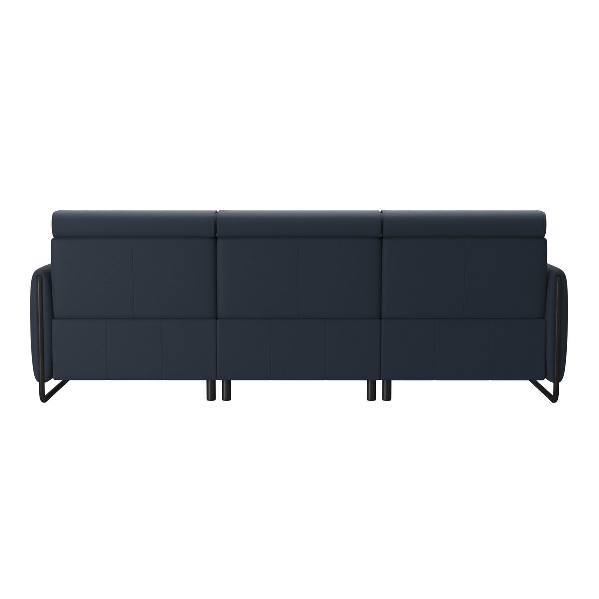 Emily Steel - 2-Seater Sofa with Long Seat - Paloma Oxford Blue - Matte Black