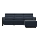 Emily Steel - 2-Seater Sofa with Long Seat - Paloma Oxford Blue - Matte Black