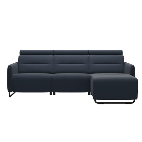Emily Steel - 2-Seater Sofa with Long Seat - Paloma Oxford Blue - Matte Black