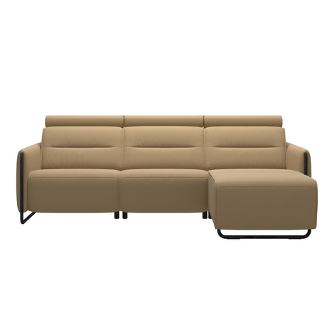 Emily Steel - 2-Seater Sofa with Long Seat - Paloma Sand - Matte Black