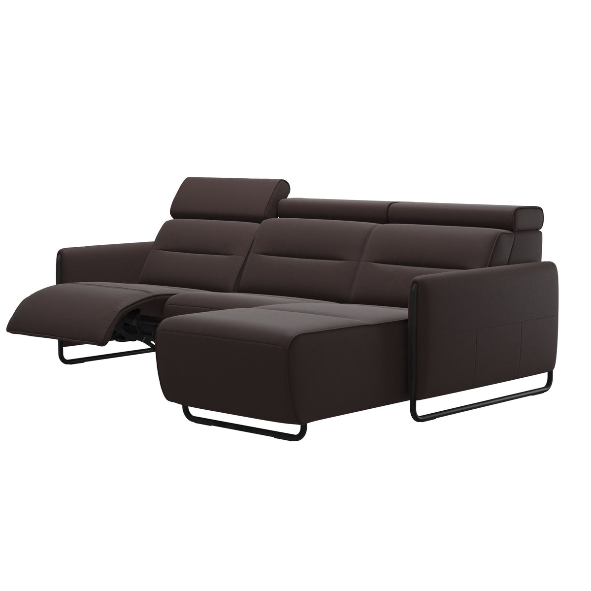 Emily Steel - 2-Seater Sofa with Long Seat - Paloma Chocolate - Matte Black