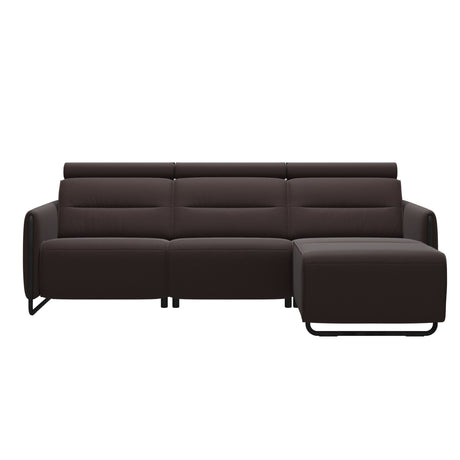 Emily Steel - 2-Seater Sofa with Long Seat - Paloma Chocolate - Matte Black