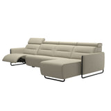 Emily Steel - 3-Seater Sofa with Long Seat - Paloma Light Grey - Matte Black