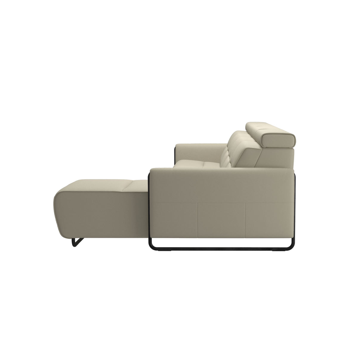 Emily Steel - 3-Seater Sofa with Long Seat - Paloma Light Grey - Matte Black